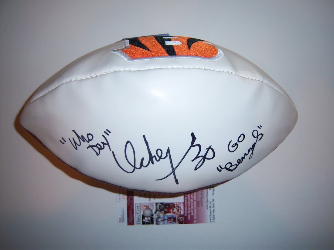 JSA Authenticated Ickey Woods Autographed Cincinnati Bengals Football: JSA Authenticated Ickey Woods Autographed Cincinnati Bengals Football This pre-owned football is signed by Ickey Woods and commemorates his career with the Cincinnati Bengals and UNLV. The ball includ