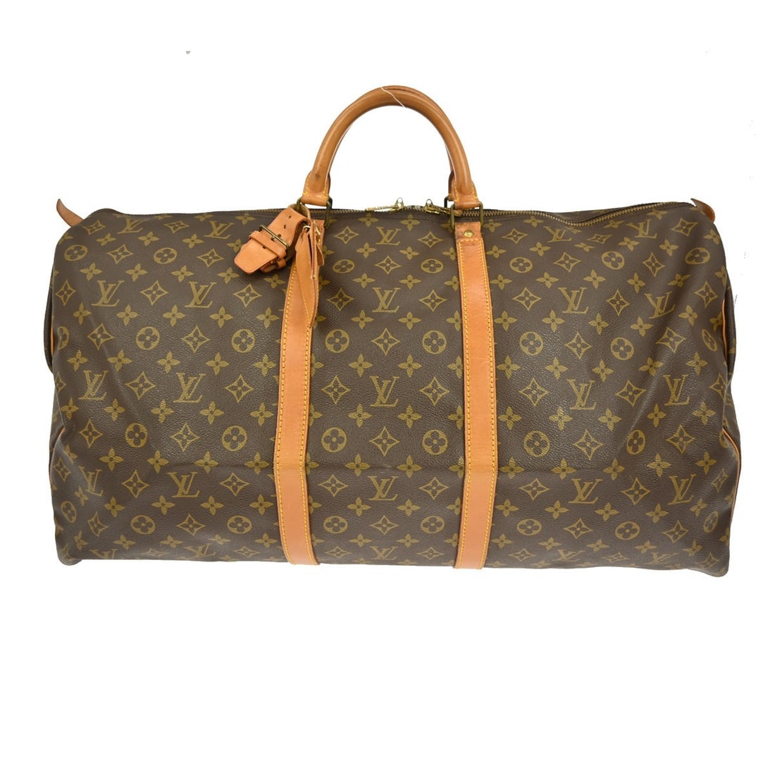 Louis Vuitton Keepall Brown Canvas Unisex Travel Bag France: Louis Vuitton Keepall Brown Canvas Unisex Travel Bag France This Louis Vuitton Keepall Bag features the signature Monogram canvas in brown and is designed for unisex use. The bag shows signs of previo