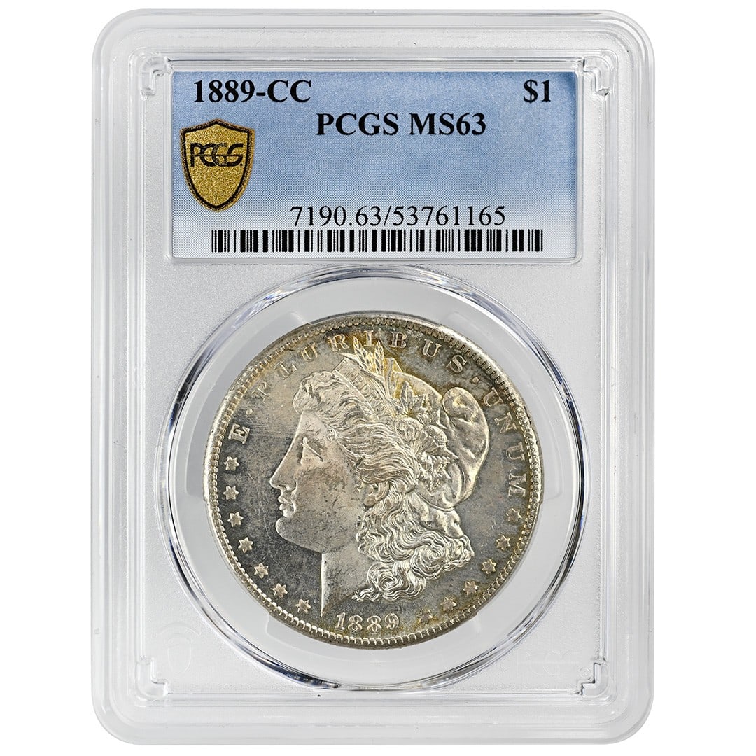 Carson City 1889 Morgan Silver Dollar PCGS MS63: Carson City 1889 Morgan Silver Dollar PCGS MS63 This 1889-CC Morgan Dollar is a rare collectible coin from the United States, minted in Carson City in 1889. It is composed of silver and has been certi