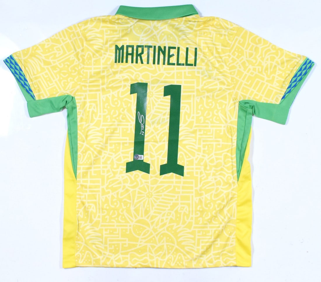 Signed Brazil Home Jersey Number 11 Gabriel Martinelli Beckett Authenticated (1 of 3)