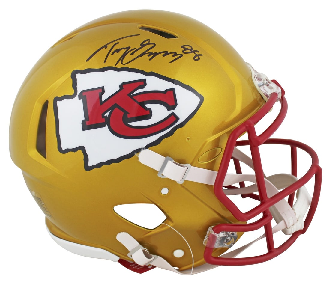 Tony Gonzalez Autographed Chiefs Flash Full Size Speed Helmet BAS Witnessed: Tony Gonzalez Autographed Chiefs Flash Full Size Speed Helmet BAS Witnessed This autographed Flash Riddell Authentic Full Size Speed Proline Helmet features the signature of Tony Gonzalez, a renowned 