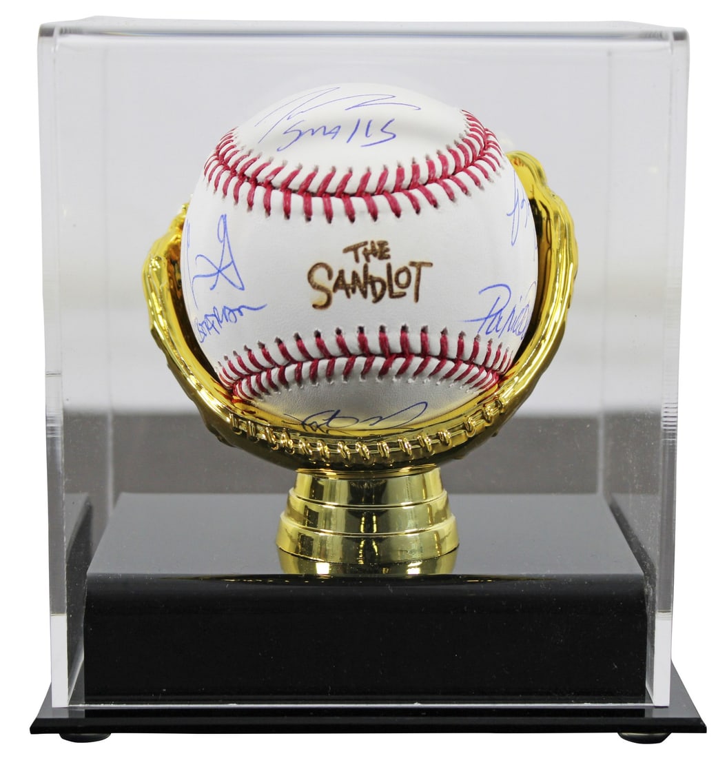 Signed Sandlot Baseball by 8 Cast Members with Beckett Authentication: Signed Sandlot Baseball by 8 Cast Members with Beckett Authentication This remarkable Sandlot Logo OML Baseball is a must-have for any fan of the classic film. It features the authentic signatures of 