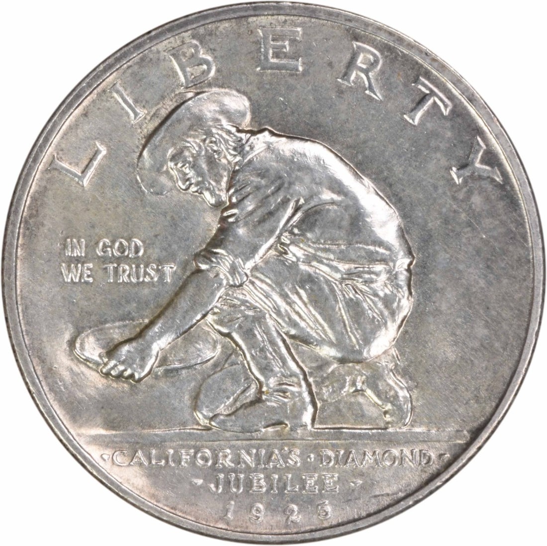 1925-S California Commemorative Silver Half Dollar Uncertified: 1925-S California Commemorative Silver Half Dollar Uncertified This is a 1925 California Commemorative Silver Half Dollar from the United States. The coin is uncirculated and features a silver composi