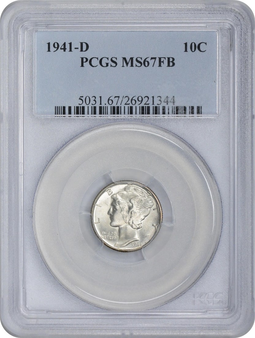 PCGS MS67FB 1941 Denver Mercury Dime 90 Percent Silver Uncirculated (1 of 2)