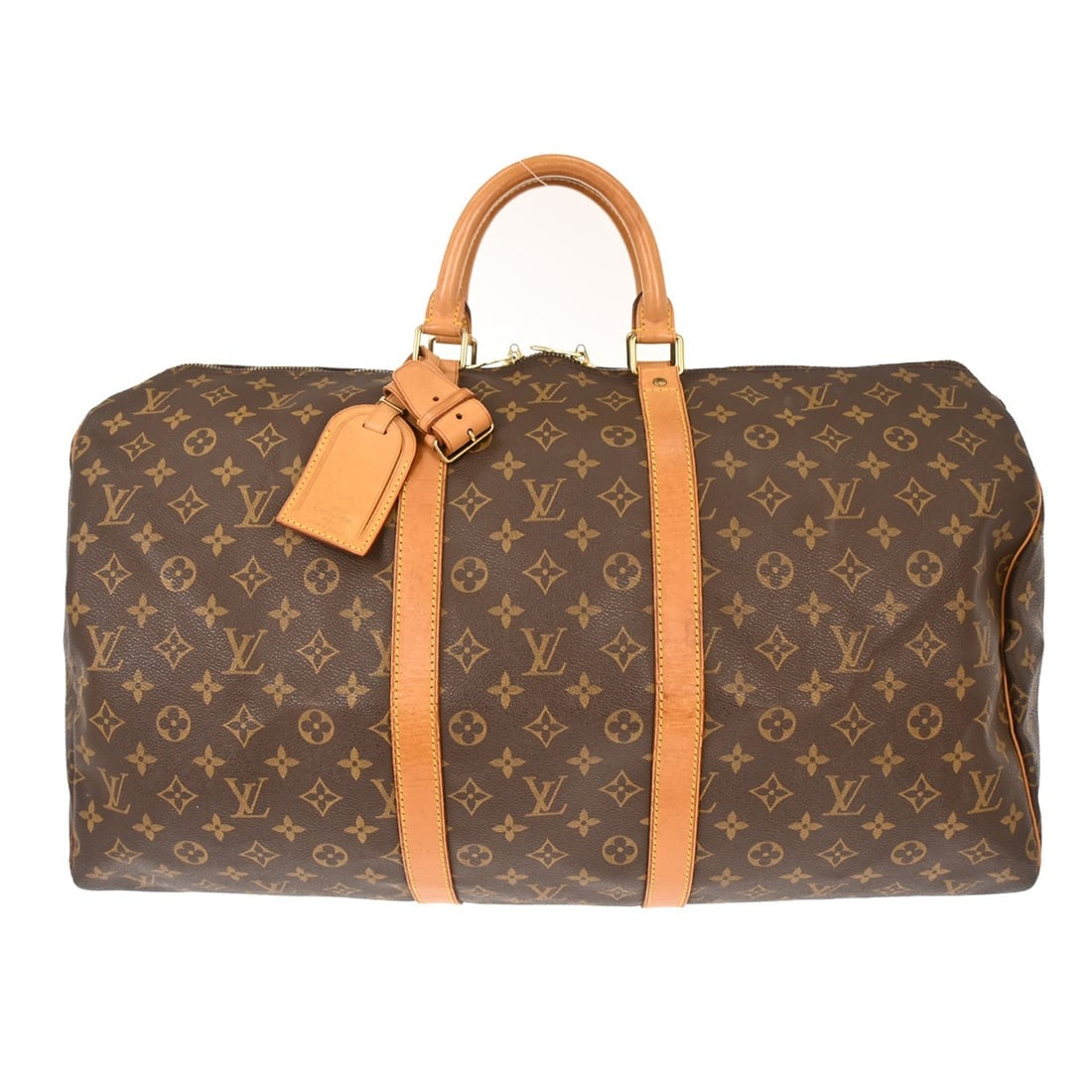 Louis Vuitton Keepall 55 Monogram Canvas Extra Large Travel Duffel Bag M41424: Louis Vuitton Keepall 55 Monogram Canvas Extra Large Travel Duffel Bag M41424 This Louis Vuitton Keepall 55 travel handbag features the iconic monogram canvas and leather exterior, paired with beige d