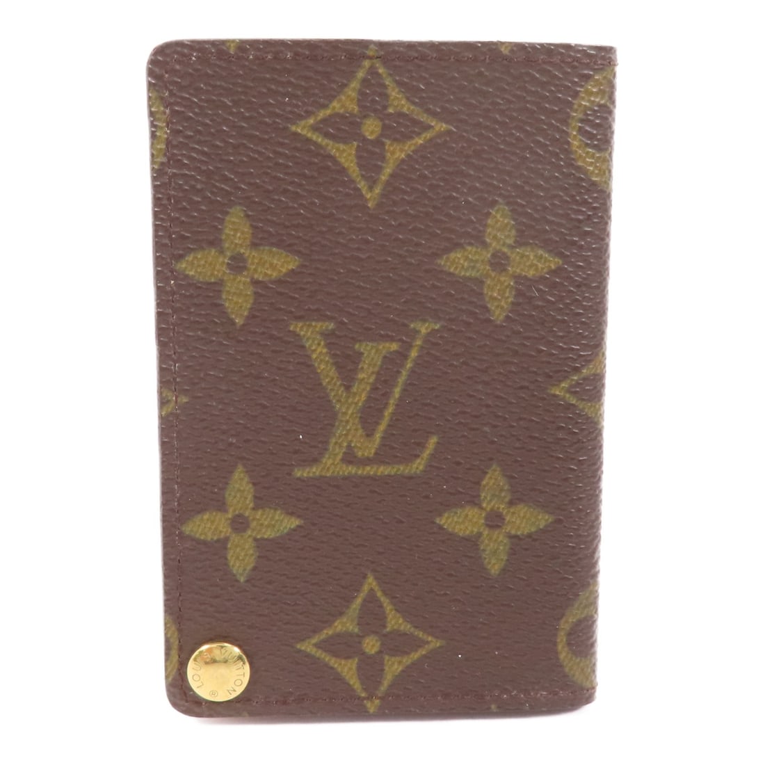 Louis Vuitton Monogram Brown Card Case with Gold Tone Hardware M60937: Louis Vuitton Monogram Brown Card Case with Gold Tone Hardware M60937 This Louis Vuitton card case features the iconic Monogram pattern in brown PVC coated canvas. Designed for practical use, it is cr