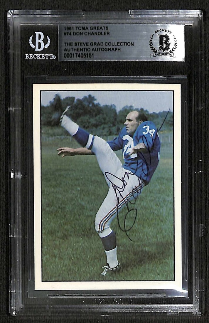 Don Chandler New York Giants 1981 TCMA Greats #74 Signed Card Beckett Authenticated (1 of 1)