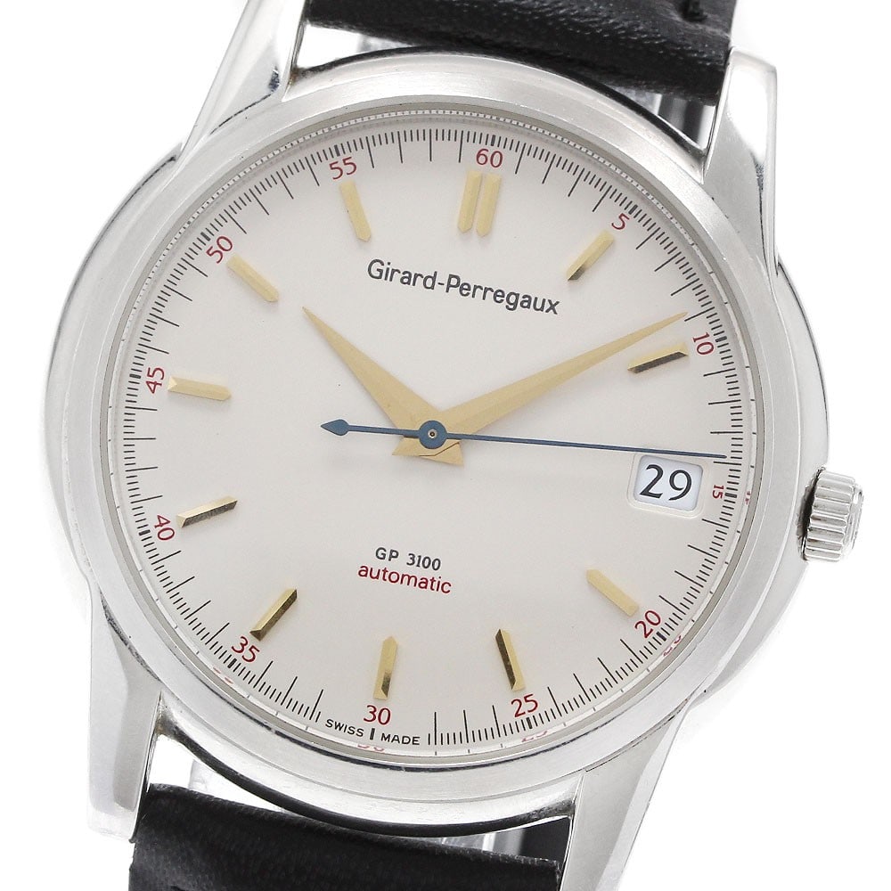 Girard Perregaux 9043 Automatic Date Stainless Steel Men's Wristwatch: Girard Perregaux 9043 Automatic Date Stainless Steel Men's Wristwatch This Girard Perregaux 9043 Date men's wristwatch features a stainless steel case paired with an unused aftermarket leather strap. 