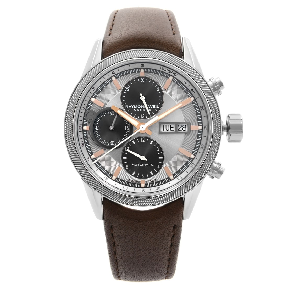 Raymond Weil Freelancer 42 Automatic Watch Steel Leather Brown 7731-SC2-65655 (1 of 9)