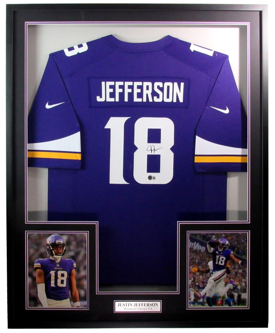 Framed Minnesota Vikings Jersey Signed by Justin Jefferson Beckett Authenticated (1 of 4)