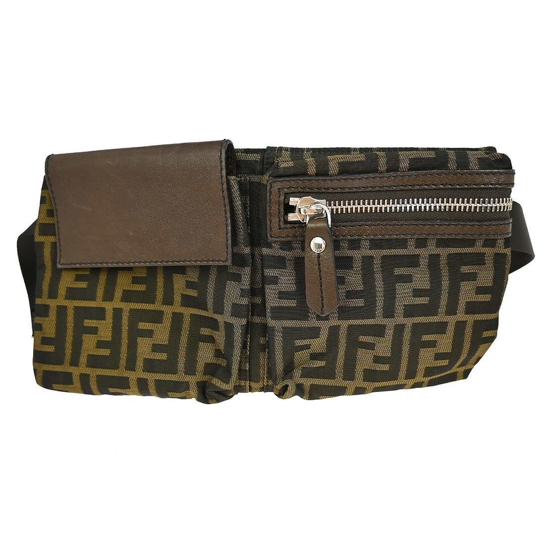 Fendi Zucca Canvas Brown Waist Bag 7VA280-AWM with Logo Accent (1 of 7)