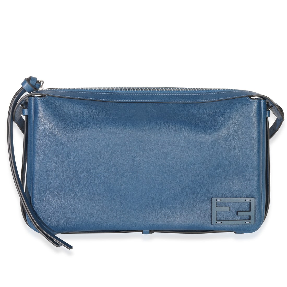 Fendi Medium Simply Fendi Blue Leather Shoulder Bag with Authenticity Card: Fendi Medium Simply Fendi Blue Leather Shoulder Bag with Authenticity Card Elevate your style with the Fendi Medium Simply Fendi Shoulder Bag in a stunning blue nappa leather. This authentic Italian h