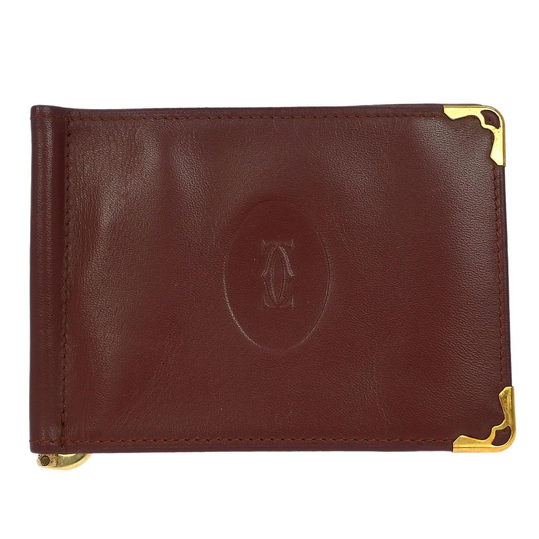 Cartier Bordeaux Leather Vintage Cardholder Coin Purse Italy (1 of 7)