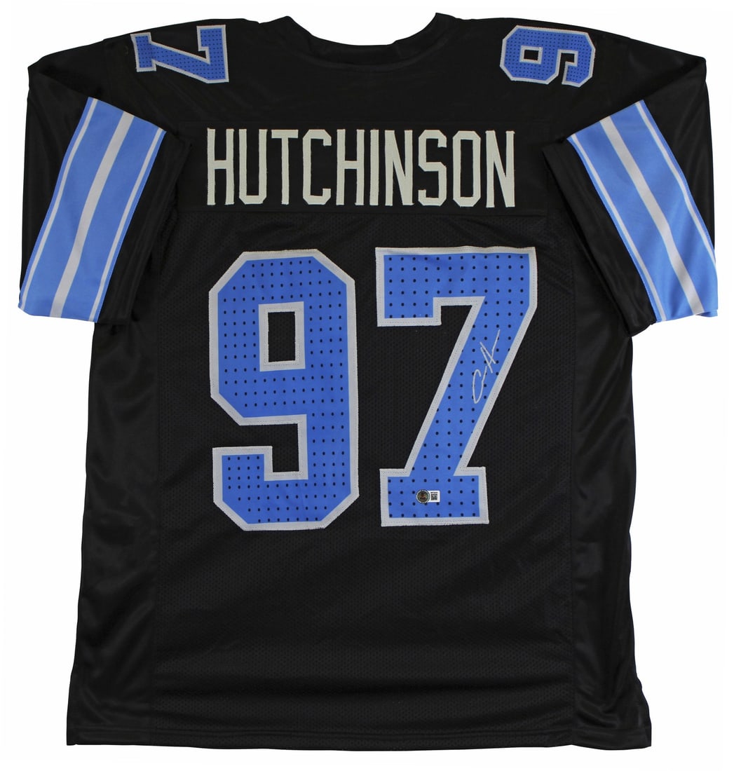 Aidan Hutchinson Signed Black Alternate Pro Jersey BAS Witnessed Detroit Lions (1 of 3)