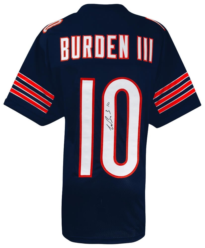 Navy Custom Football Jersey Signed by Luther Burden III Chicago Bears with COA (1 of 2)