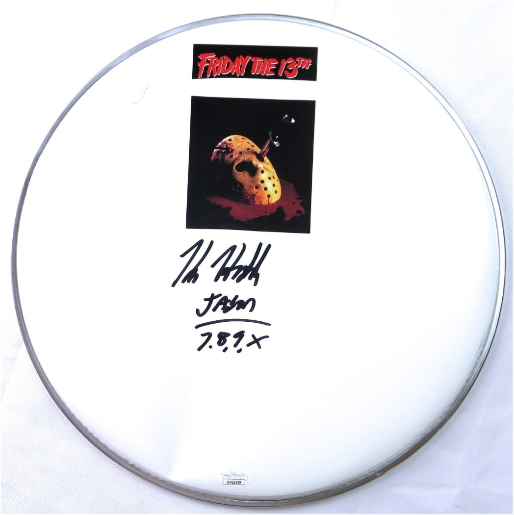 Kane Hodder Signed 12 Drumhead Friday the 13th JSA Authenticated (1 of 3)