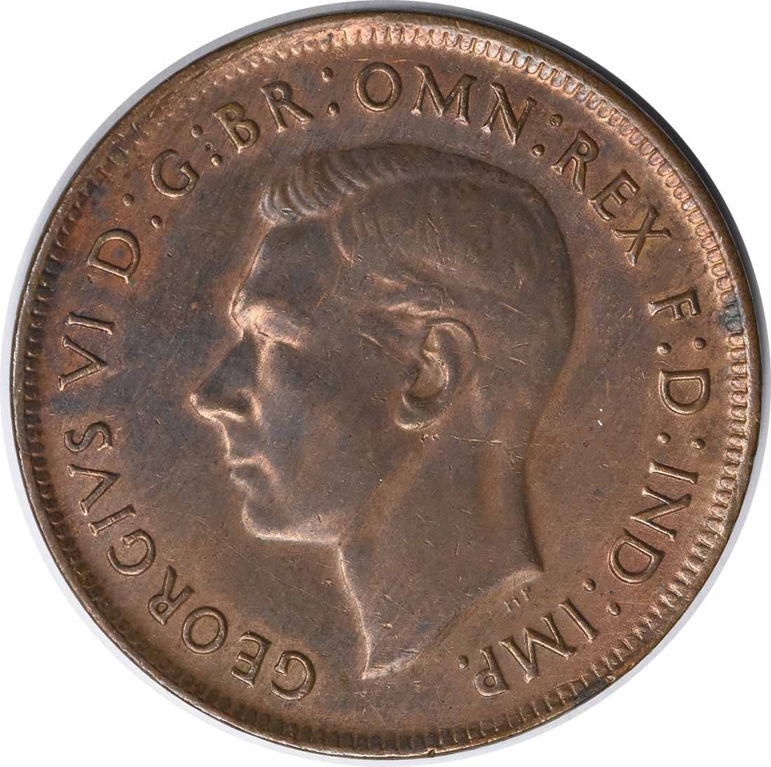 Uncirculated 1944 Australia One Penny KM36 Copper Coin Uncertified (1 of 2)