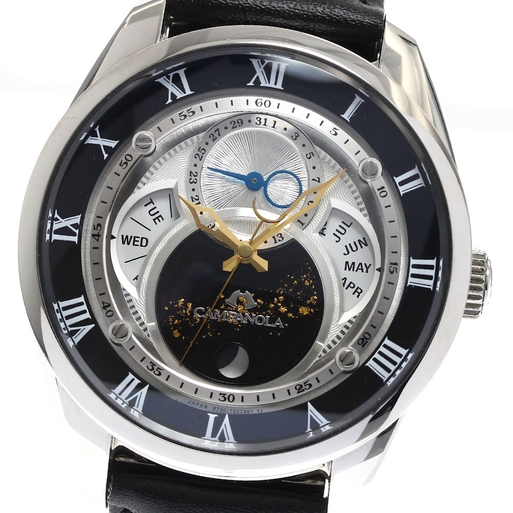 Citizen Campanola Tenmanboshi Solar Moon Phase Men's Watch: Citizen Campanola Tenmanboshi Solar Moon Phase Men's Watch This CITIZEN Campanola Tenmanboshi men's wristwatch features a stainless steel case with a silver and black dial and a solar-powered movement