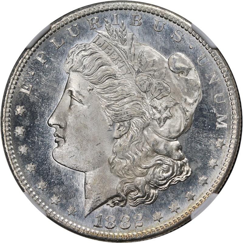 NGC MS66 1882-S Morgan Dollar Uncirculated Silver Coin With Strong Strike: NGC MS66 1882-S Morgan Dollar Uncirculated Silver Coin With Strong Strike This original 1882-S Morgan Silver Dollar, graded NGC MS66, features superb eye appeal, fantastic luster, and a strong strike.