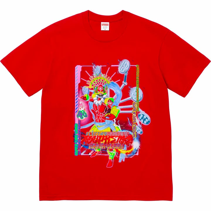 Large Supreme Electromagnetic Red T Shirt Authentic Unworn: Large Supreme Electromagnetic Red T Shirt Authentic Unworn This Supreme Electromagnetic Red Tee is an authentic item in un-used and unworn condition. It features a bold red color and comes in a size L