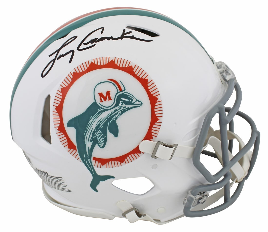 Larry Csonka Signed 1972 Dolphins Full Size Helmet HOF 87 BAS Authenticated: Larry Csonka Signed 1972 Dolphins Full Size Helmet HOF 87 BAS Authenticated This authentic full-size Speed Proline helmet is a remarkable collectible featuring the signature of Larry Csonka, the legen