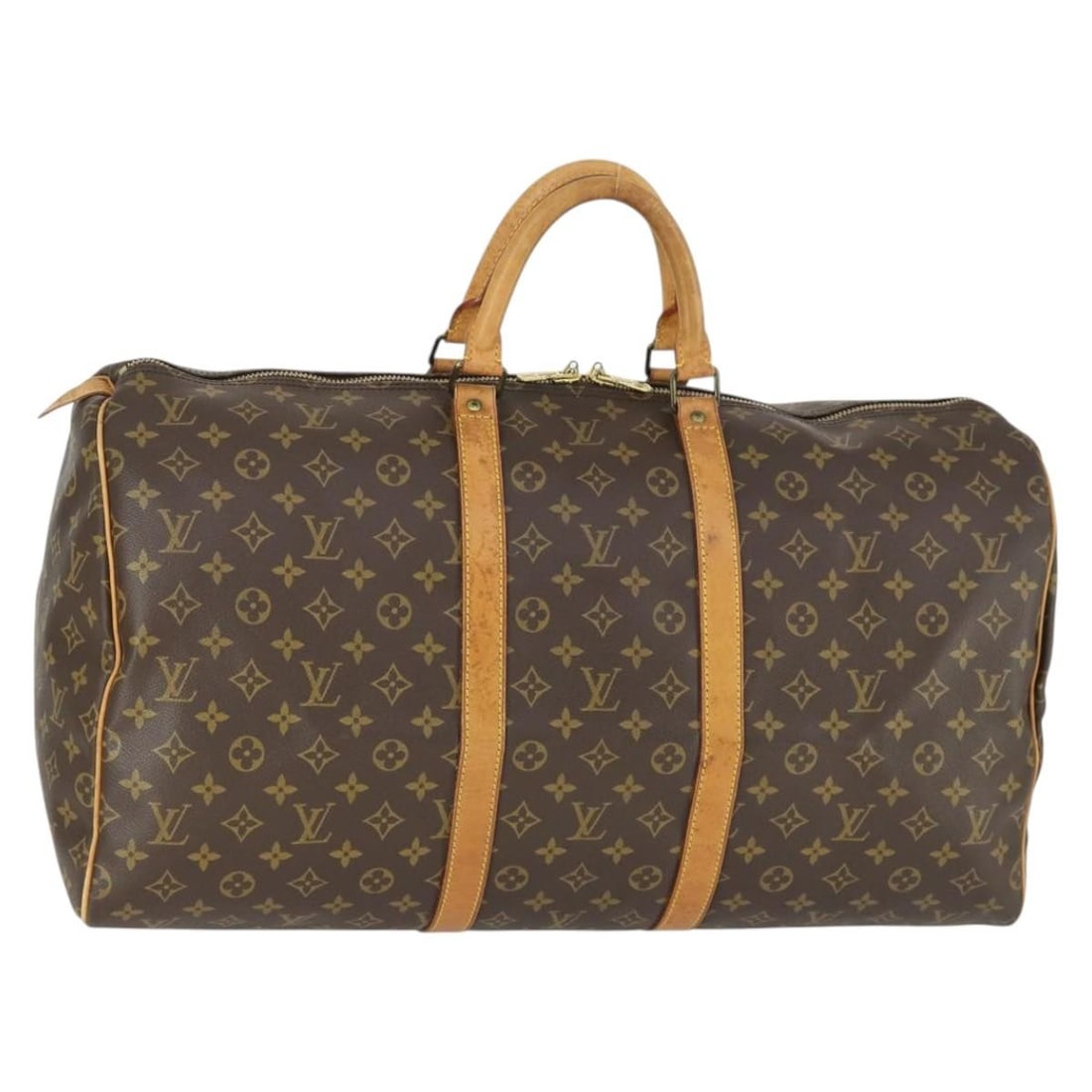 Louis Vuitton Keepall Monogram Canvas Brown Unisex Travel Bag 55cm: Louis Vuitton Keepall Monogram Canvas Brown Unisex Travel Bag 55cm This Louis Vuitton Keepall Bag features the iconic Monogram canvas design in brown. Designed for unisex use, it offers ample storage 