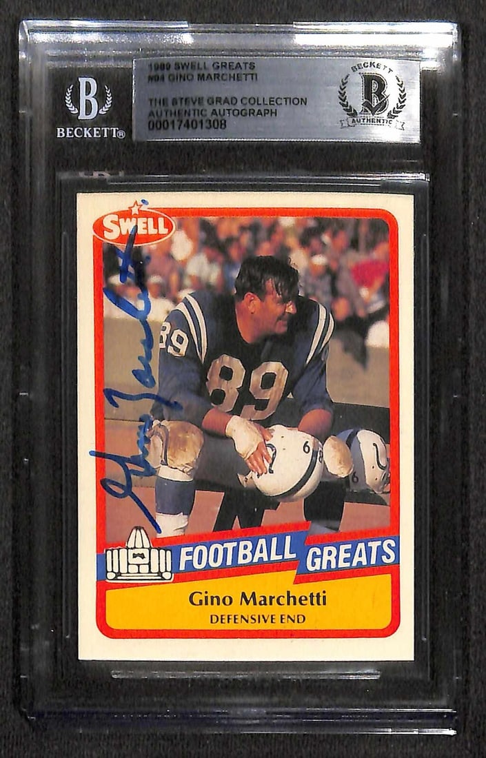 Gino Marchetti Autographed 1989 Swell Greats #94 Signed Card Beckett Authenticated (1 of 1)