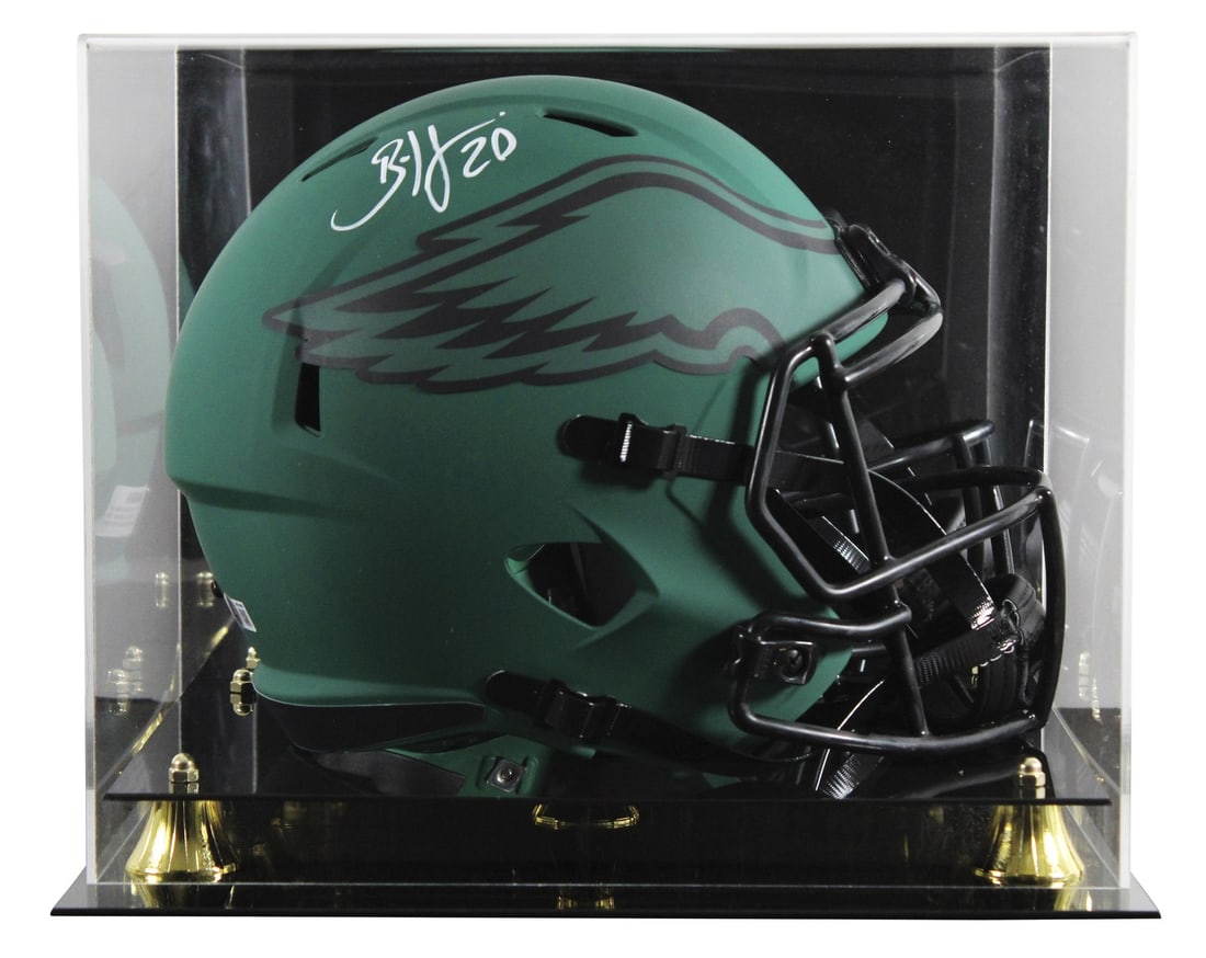 Brian Dawkins Autographed Eagles Rave Speed Replica Helmet With Display Case BAS Witnessed: Brian Dawkins Autographed Eagles Rave Speed Replica Helmet With Display Case BAS Witnessed This Riddell full size Speed Replica helmet features the Philadelphia Eagles' alternate Rave design and has b