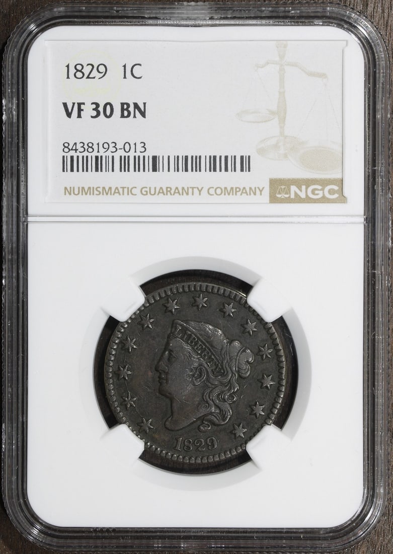 1829 NGC VF30 Coronet Head Copper Large Cent (1 of 2)