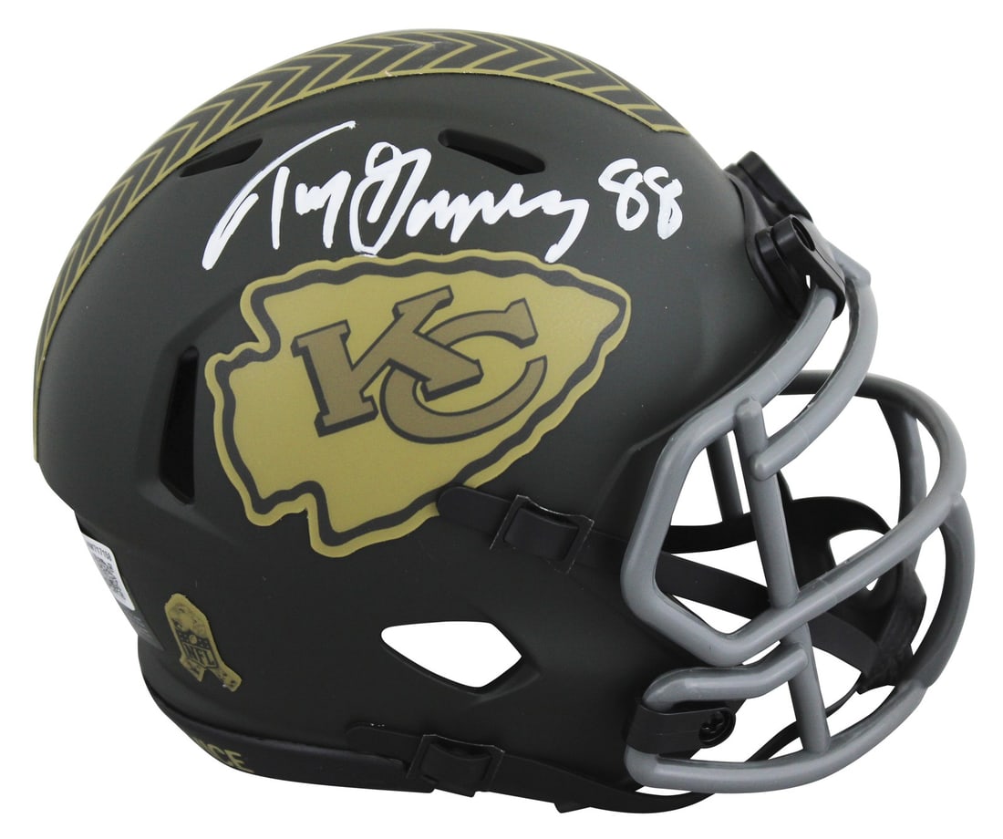 Tony Gonzalez autographed Chiefs Salute To Service IV mini helmet BAS witnessed (1 of 2)