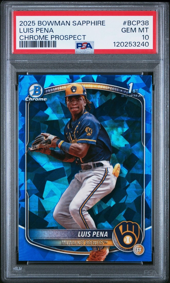 2025 Bowman Sapphire Luis Pena #BCP38 PSA 10 Rookie Baseball Card (1 of 2)