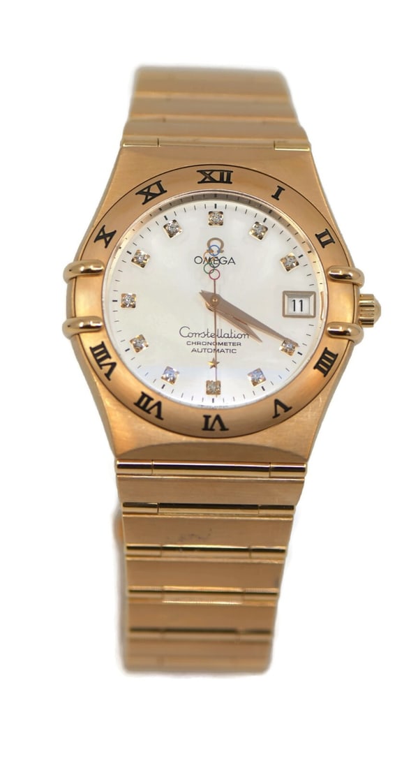 Omega Constellation Beijing 2008 Diamond 18K Rose Gold Limited Edition Watch: Omega Constellation Beijing 2008 Diamond 18K Rose Gold Limited Edition Watch This exquisite Omega Constellation wristwatch is a limited edition piece celebrating the Beijing 2008 Olympics. Crafted fro