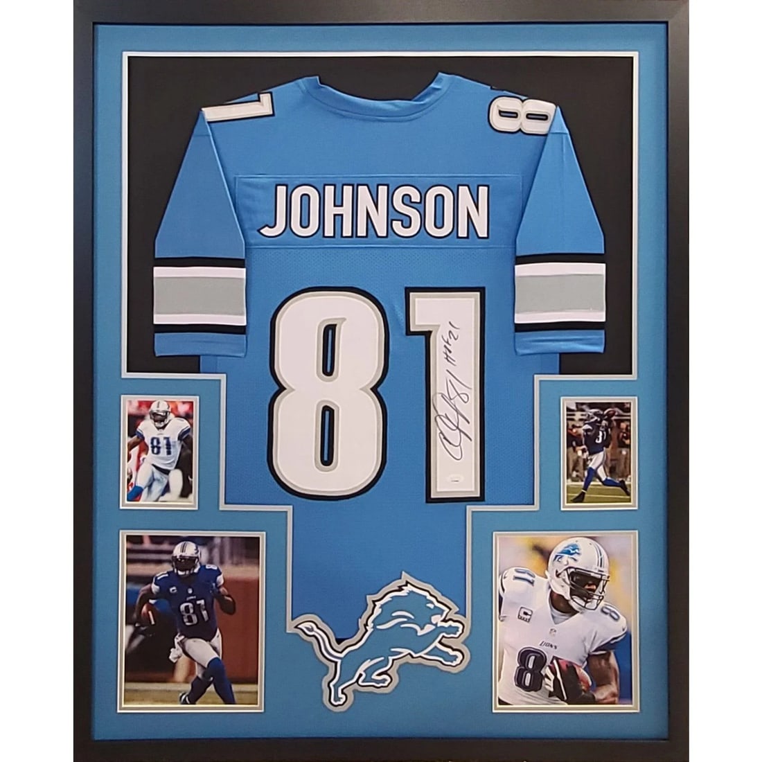 Framed Detroit Lions Calvin Johnson Signed Jersey With JSA Authentication (1 of 3)