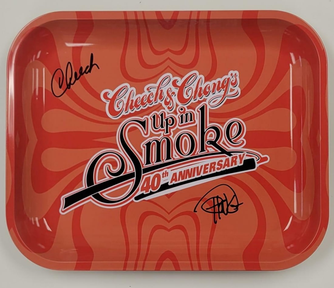 Up in Smoke 11x13 Rolling Tray Beckett Authenticated Cheech and Chong Autograph: Up in Smoke 11x13 Rolling Tray Beckett Authenticated Cheech and Chong Autograph This 11x13 rolling tray is signed by Cheech and Chong and features an autograph authenticated by Beckett. The item is an