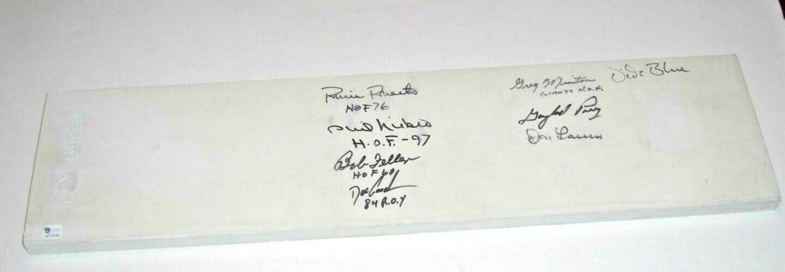Signed Pitching Rubber with GAI Hologram Roberts Feller Niekro Perry Plus Five (1 of 3)