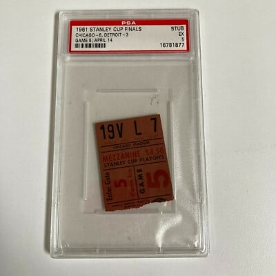 PSA DNA 1961 Stanley Cup Finals Game 5 Detroit Chicago Ticket Stub (1 of 4)