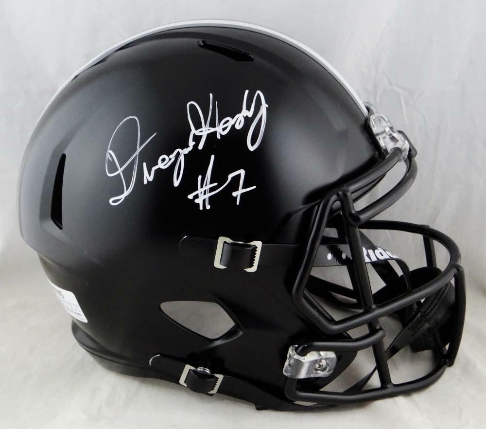 Dwayne Haskins Signed Ohio State Full Size Speed Helmet JSA White Ink: Dwayne Haskins Signed Ohio State Full Size Speed Helmet JSA White Ink This Ohio State full-size Speed helmet features a black finish and has been autographed by Dwayne Haskins. The signature has been 