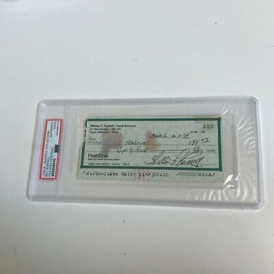 Bill Russell PSA DNA signed Boston Celtics bank check William F. Russell (1 of 4)