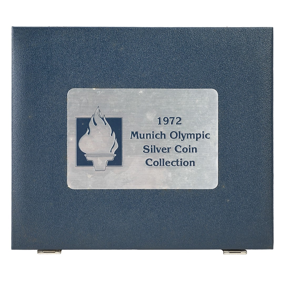 Set of 24 Silver 1972 Munich Olympic Commemorative Coins: Set of 24 Silver 1972 Munich Olympic Commemorative Coins This is a 1972 Munich Olympic Silver Coin Collection featuring a total of 24 coins. Each coin contains 15.5 grams of silver with a fineness of 