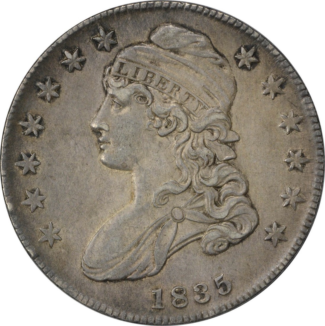 1835 Bust Half Dollar AU John Reich Design Uncertified Silver Coin (1 of 2)