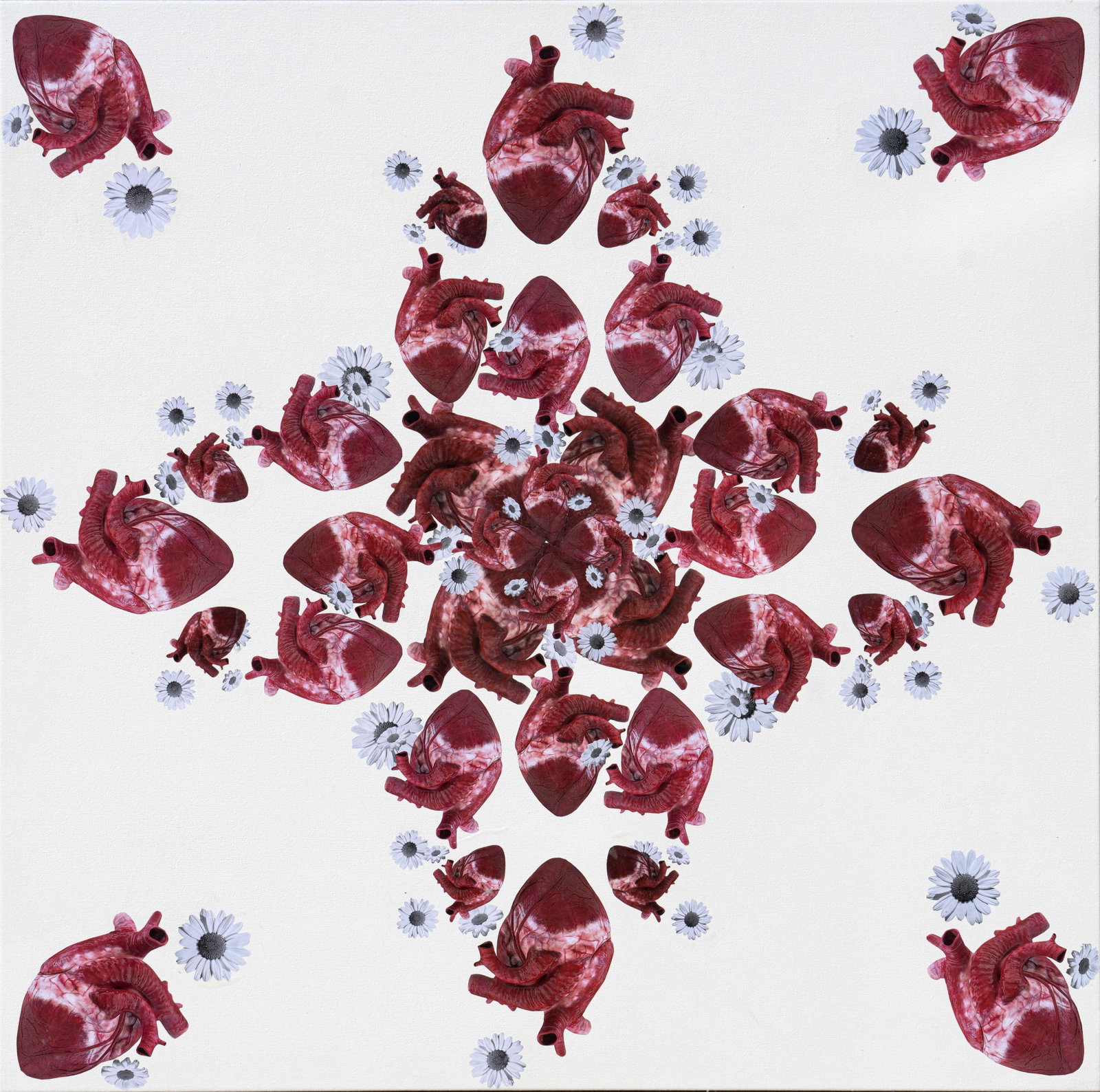Heart Mandala #2 Abstract Mixed Media Art by Tetiana Kalivoshko 36x36 (1 of 8)