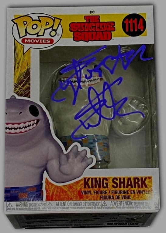 Sylvester Stallone Signed Funko Pop King Shark JSA Authenticated: Sylvester Stallone Signed Funko Pop King Shark JSA Authenticated This is an original Funko Pop! figure of King Shark, autographed by renowned actor Sylvester Stallone. The signature comes with authent