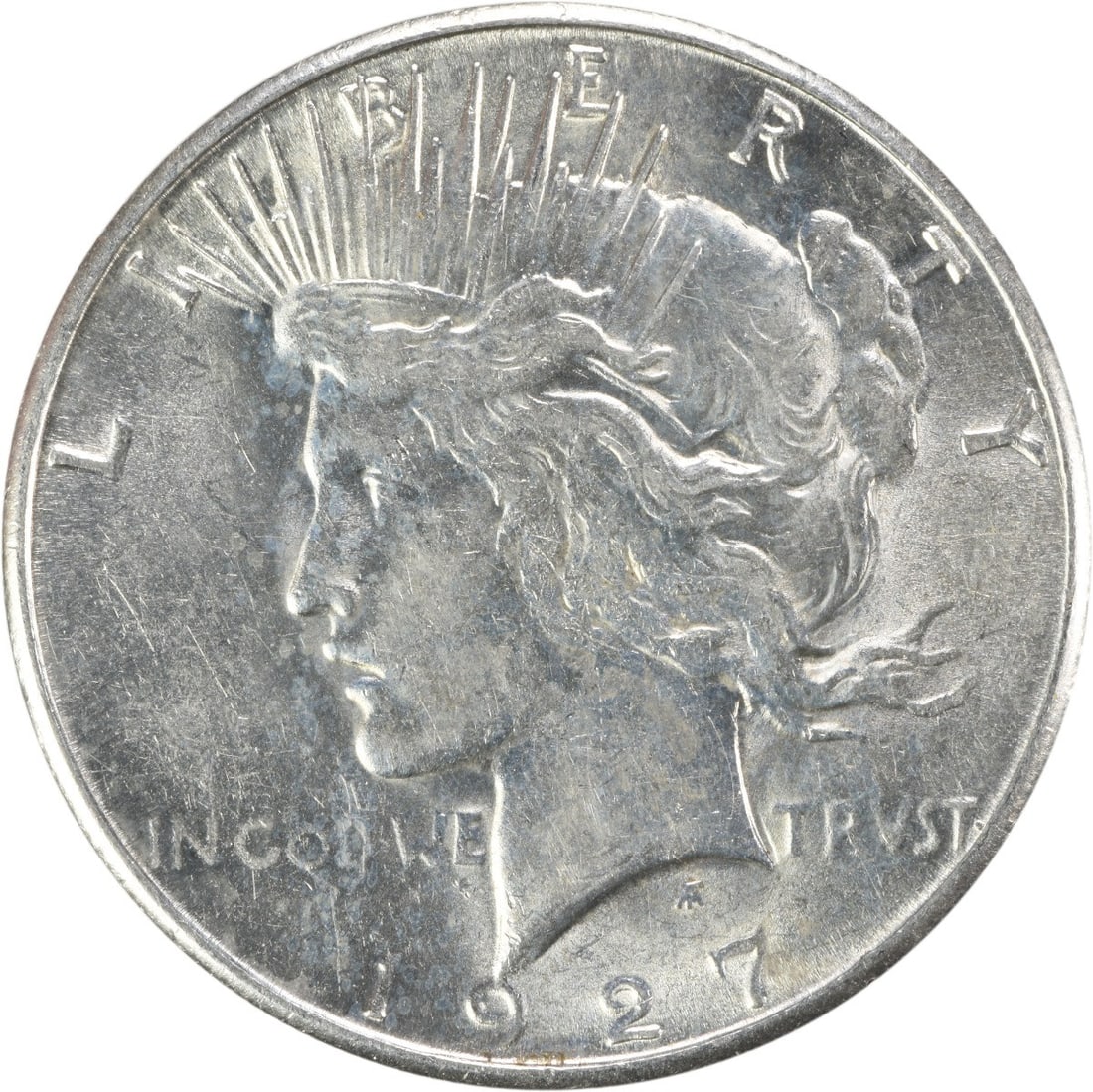 1927 San Francisco Peace Dollar AU Grade Uncertified Silver Coin: 1927 San Francisco Peace Dollar AU Grade Uncertified Silver Coin This 1927-S Peace Silver Dollar is an attractive example of U.S. numismatic history. Struck at the San Francisco Mint, it features the 
