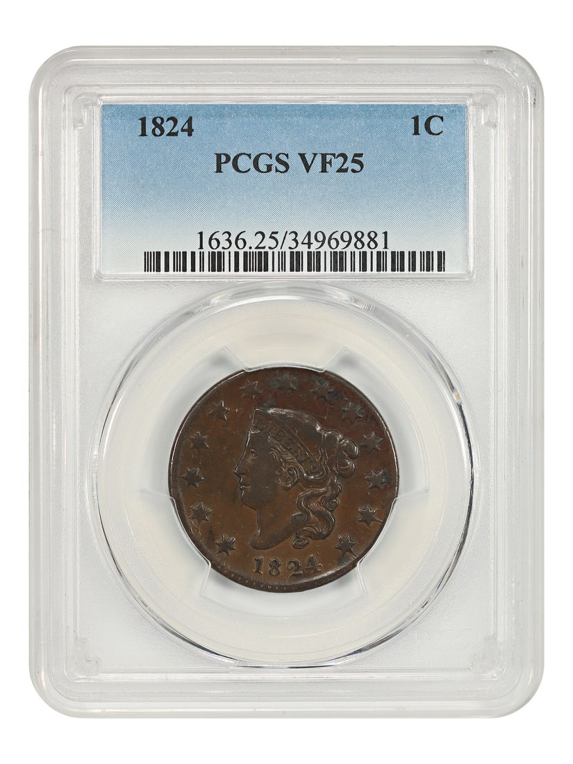 PCGS VF25 Coronet Head Large Cent 1824 Philadelphia 1C (1 of 4)
