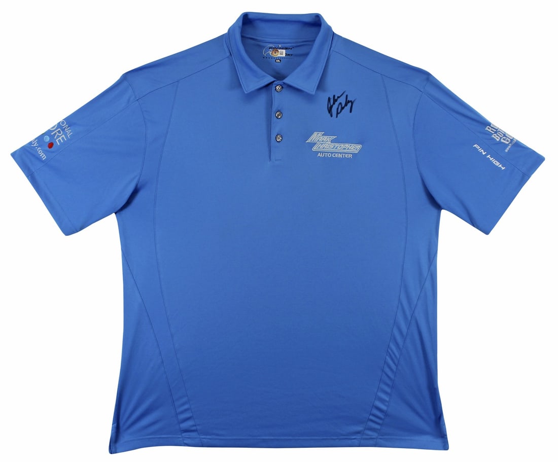 John Daly Signed Match Worn Baby Blue Loudmouth Polo Shirt BAS Authenticated (1 of 9)