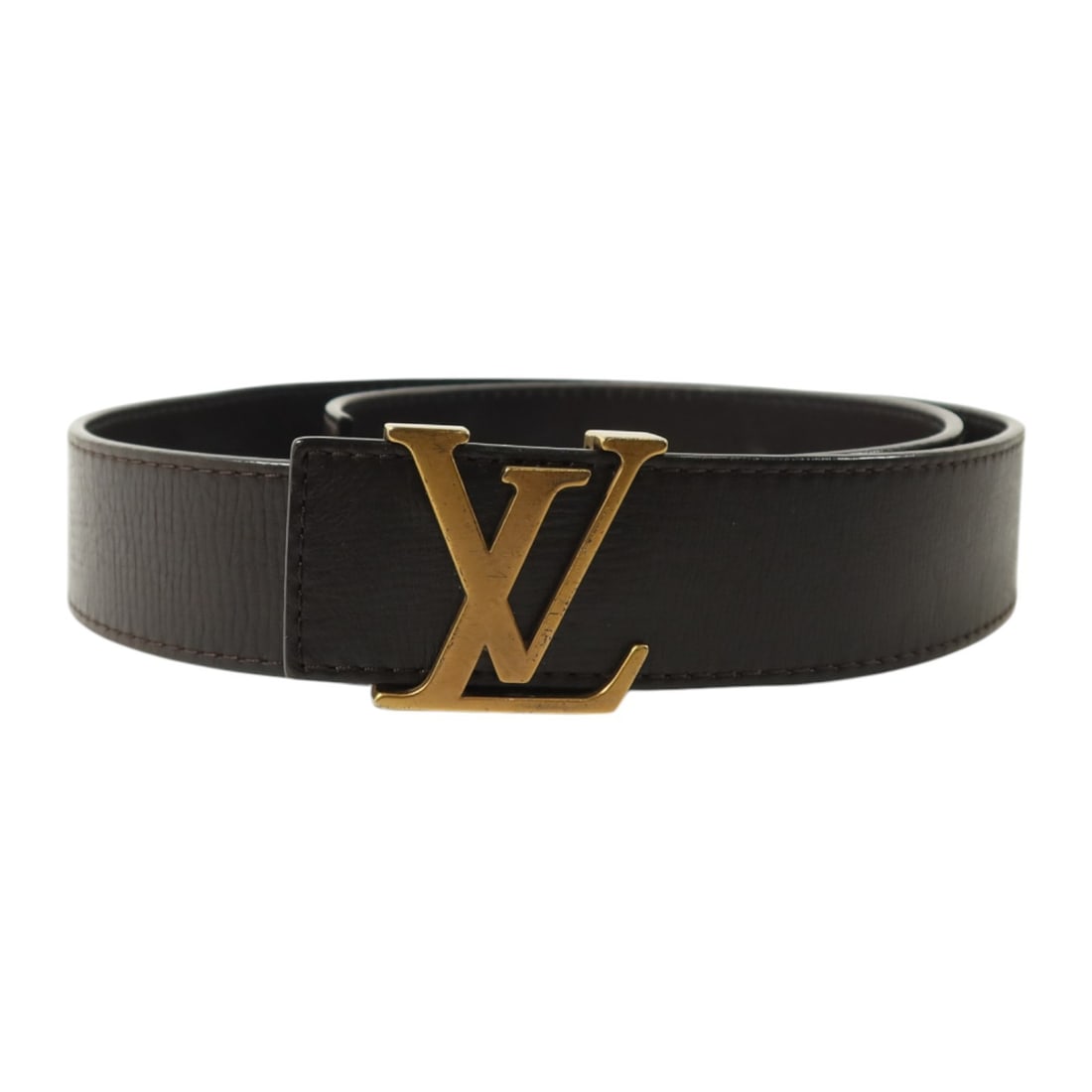 Louis Vuitton Calfskin Mens LV Initials Belt 90cm Brown (1 of 10)