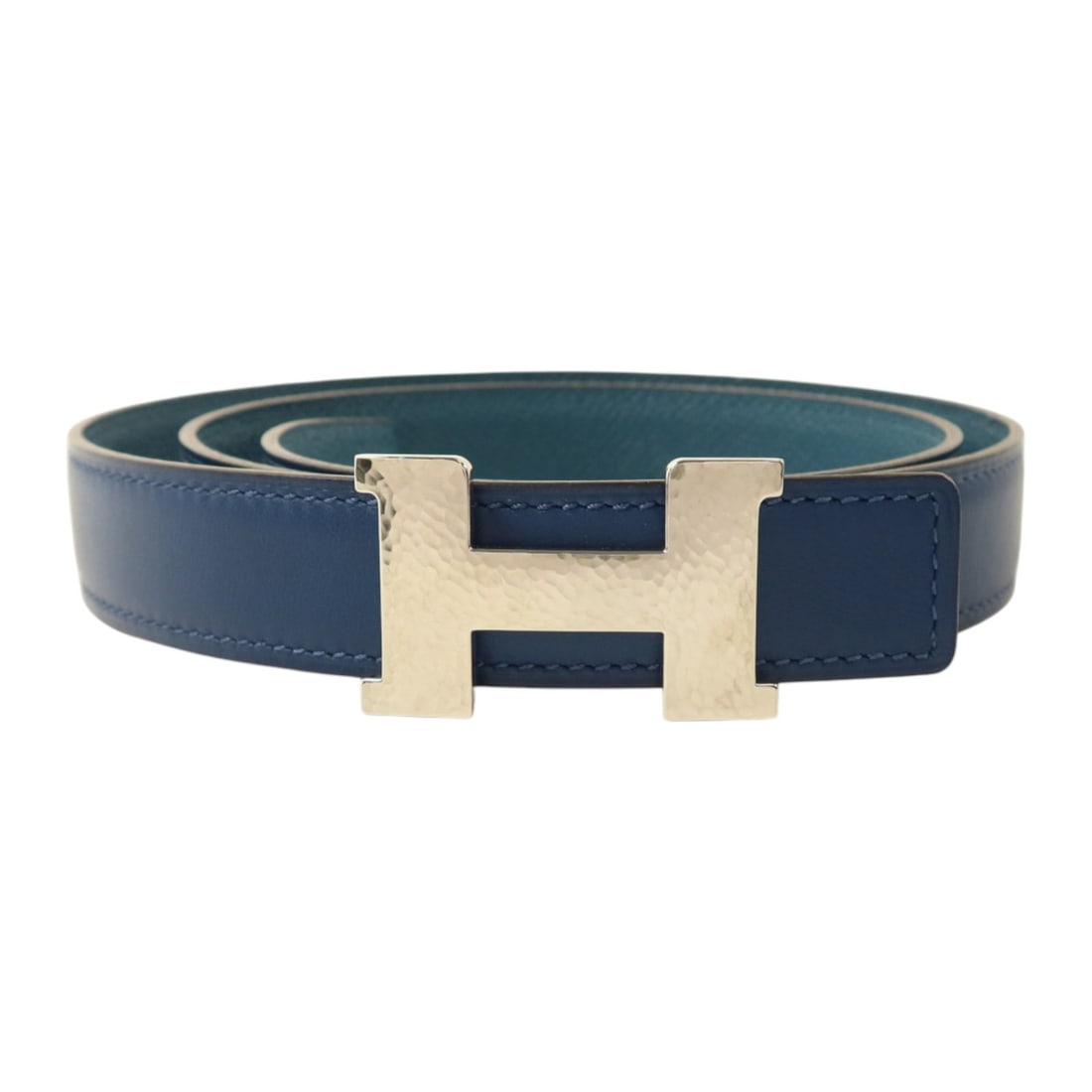 Hermes Reversible H Belt Blue Epsom Swift Leather (1 of 5)