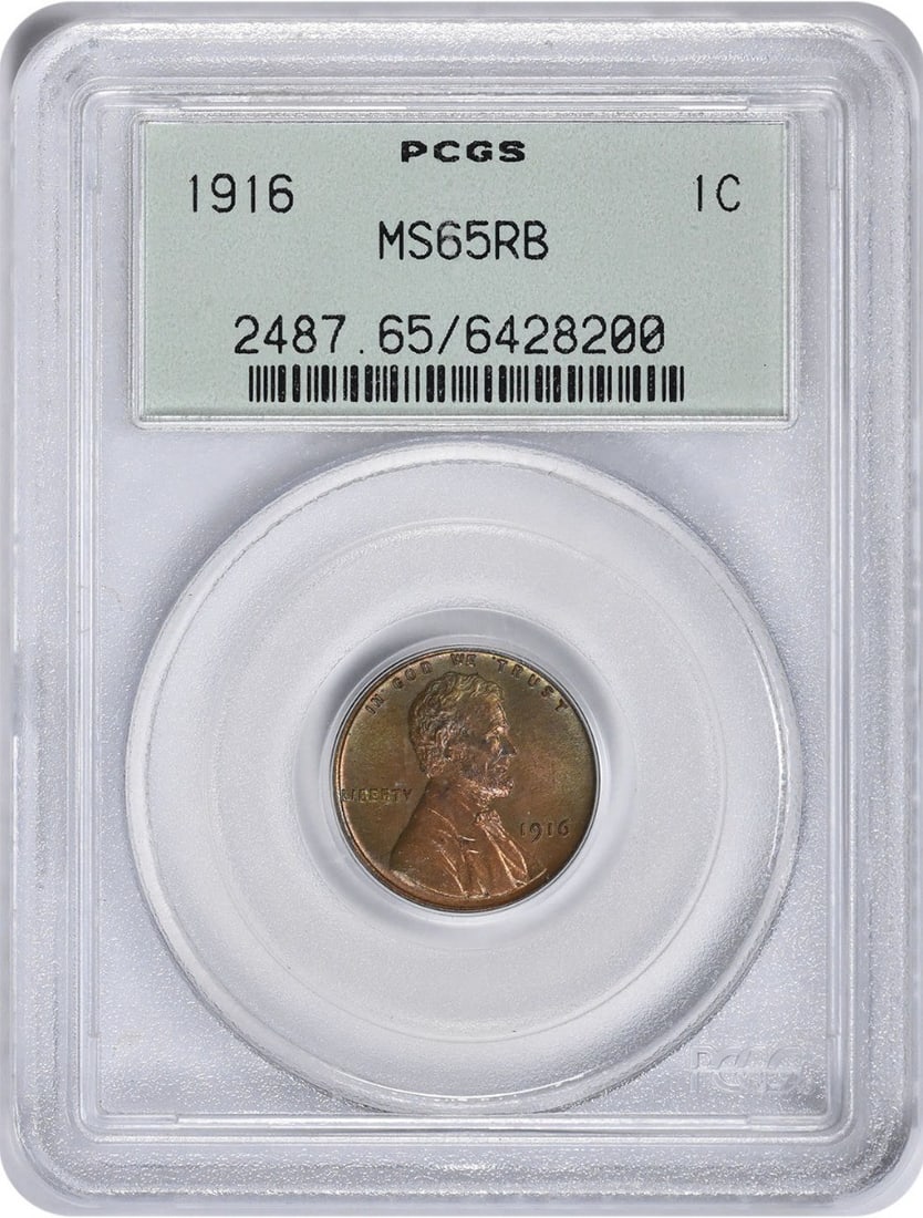1916-P Lincoln Wheat Cent MS65RB PCGS Uncirculated (1 of 2)