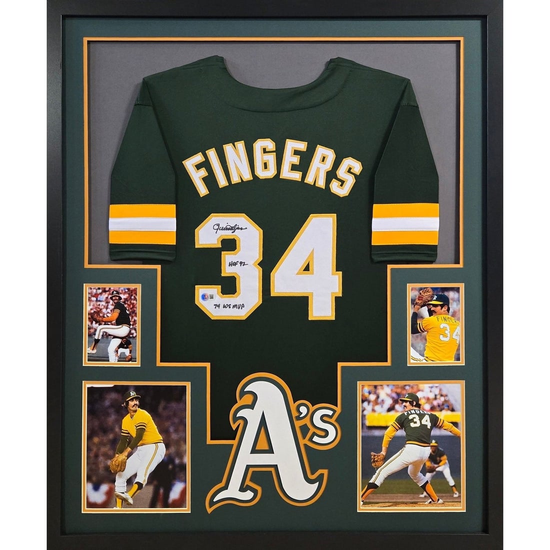 Rollie Fingers Autographed Framed Jersey Beckett Certified Oakland Athletics (1 of 2)