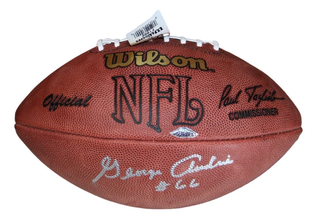 Dallas Cowboys football signed by George Andrie TRISTAR authenticated: Dallas Cowboys football signed by George Andrie TRISTAR authenticated This official NFL leather football has been signed by George Andrie of the Dallas Cowboys. The autograph is authenticated by TRIST